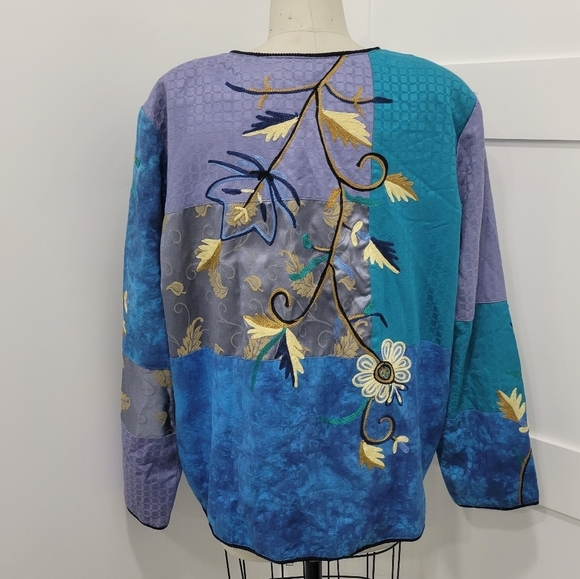 Vintage Draper's & Damon's Women's Artsy Patchwork Embroidered Jacket Size XL - Picture 5 of 16